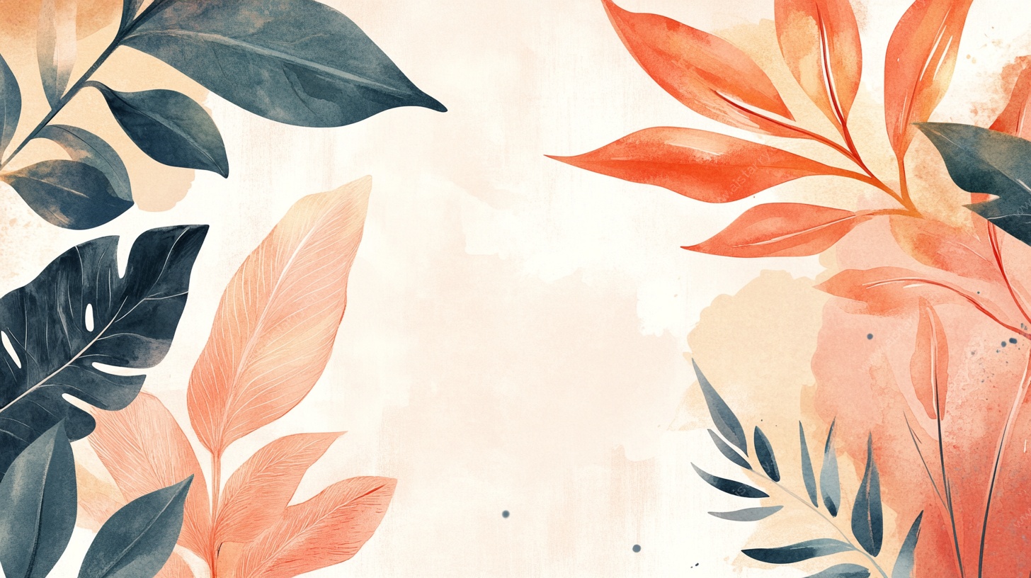 手绘水彩风植物叶片图案