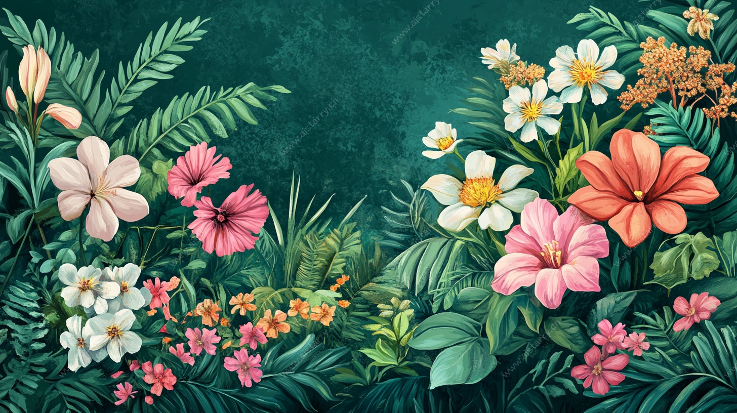 热带花卉绿植装饰画