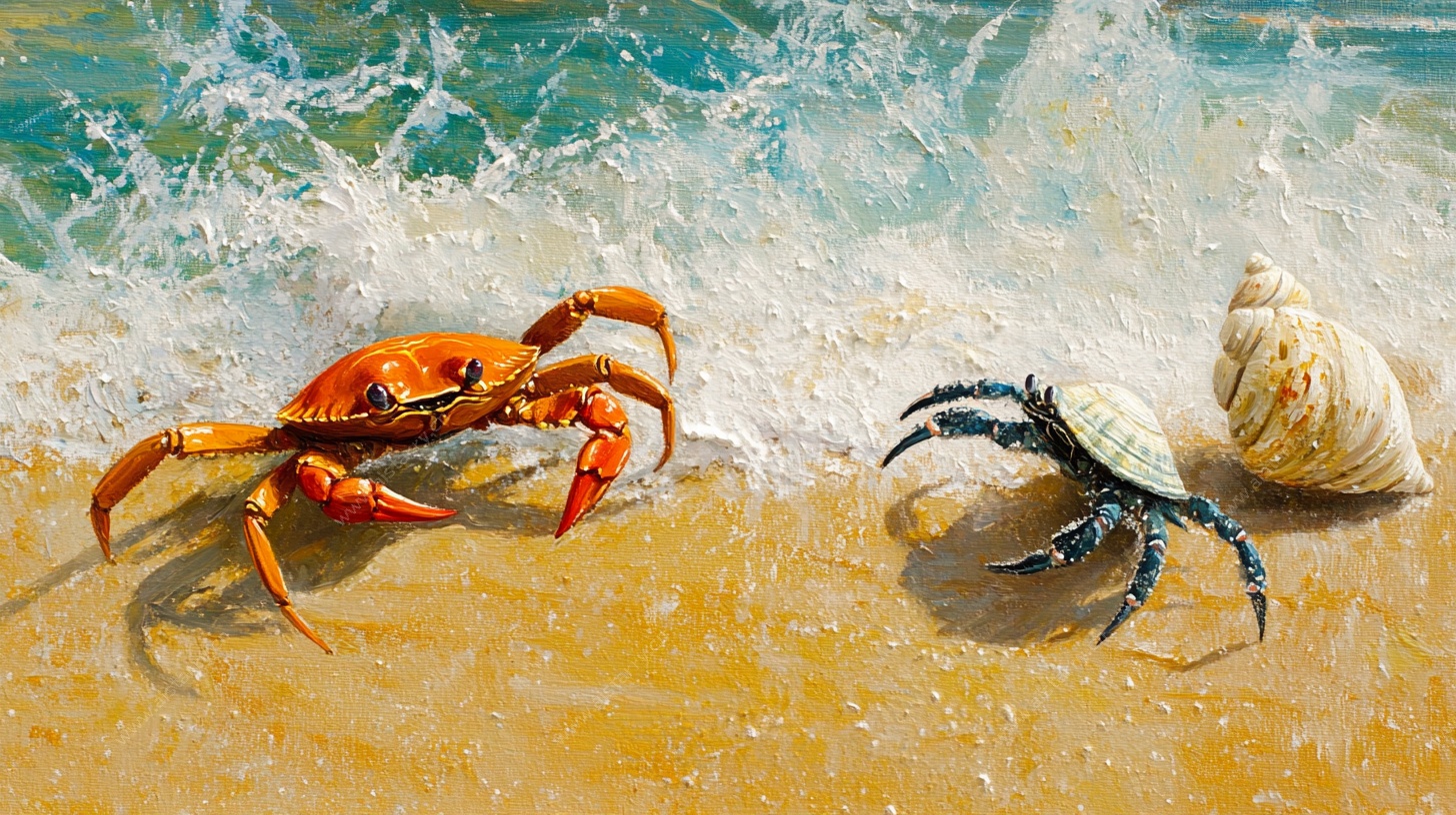 海滩上的双蟹与贝壳