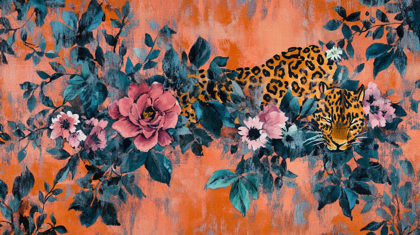 豹花共舞图案设计