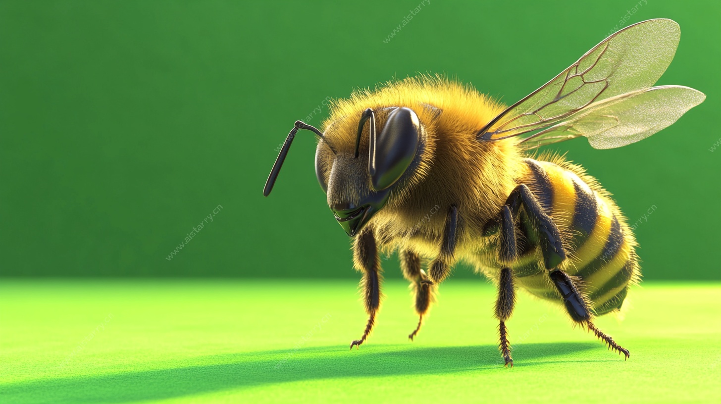逼真3D蜜蜂特写画面