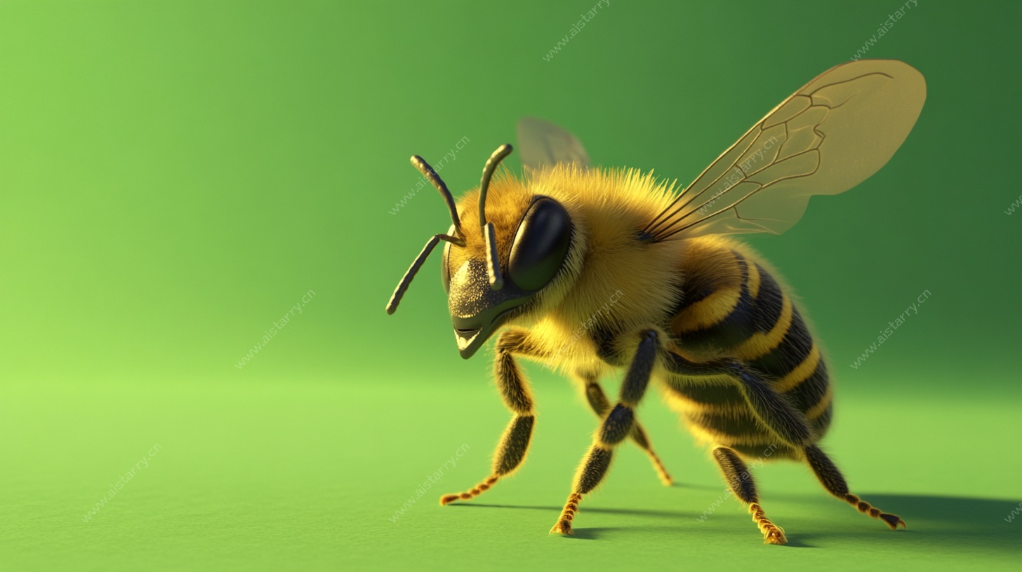 逼真3D蜜蜂特写图
