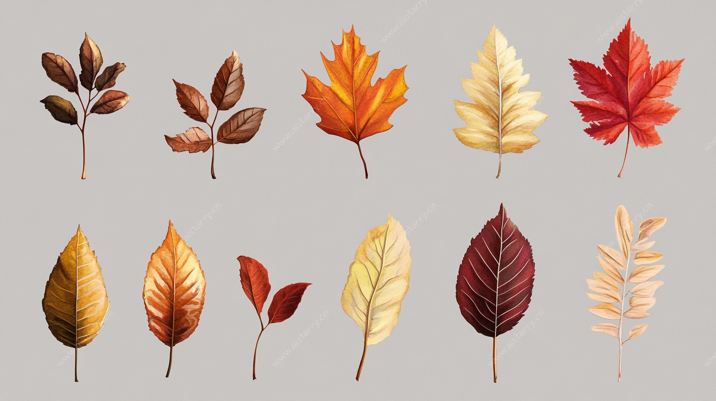 多彩秋叶插画集合