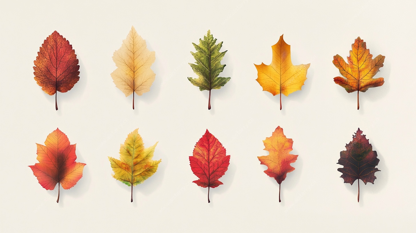 秋日多彩叶片集合图