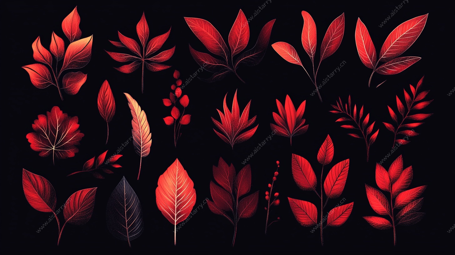红色秋叶插画集合