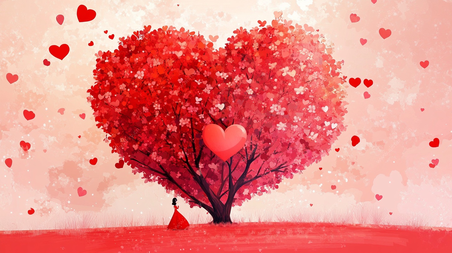 爱心树下的浪漫身影