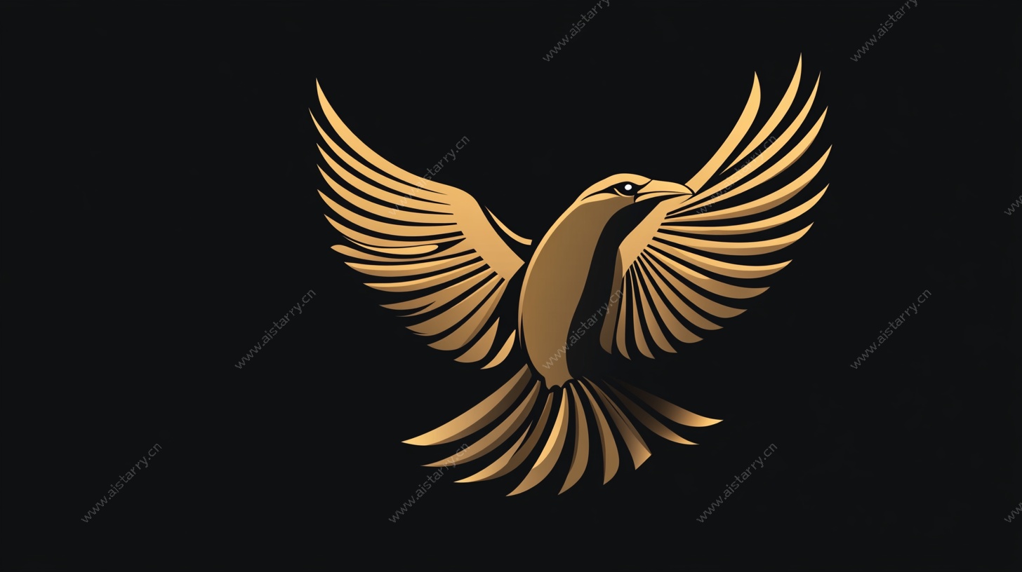 金色飞鸟标志设计