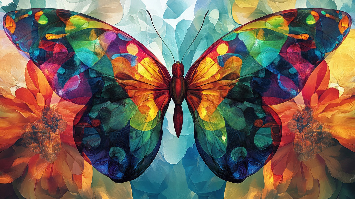 梦幻彩蝶伴繁花