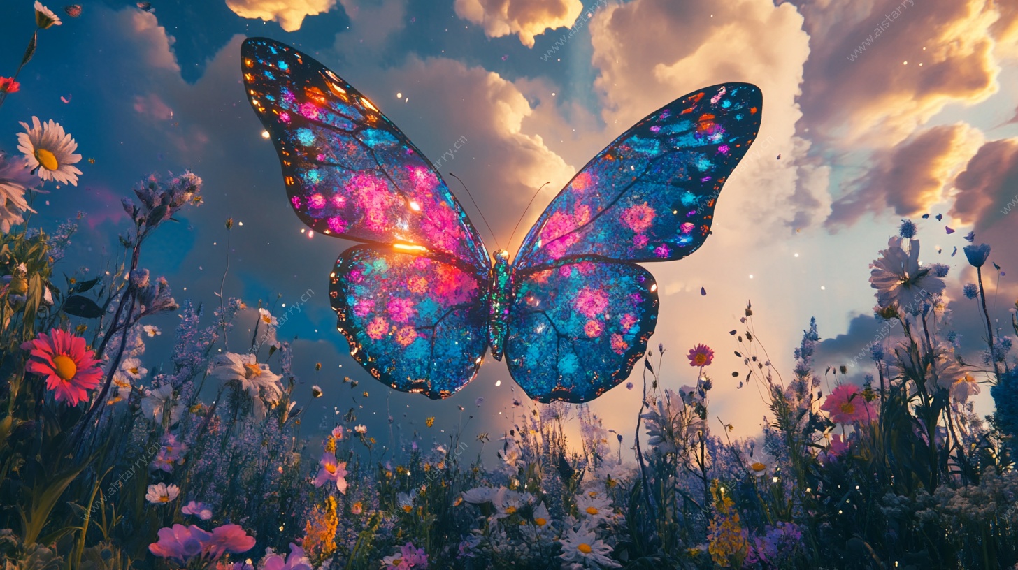 梦幻蝶舞花丛间