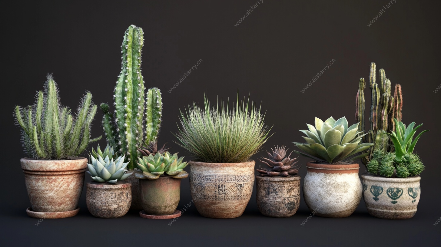 多样盆栽仙人掌艺术展示