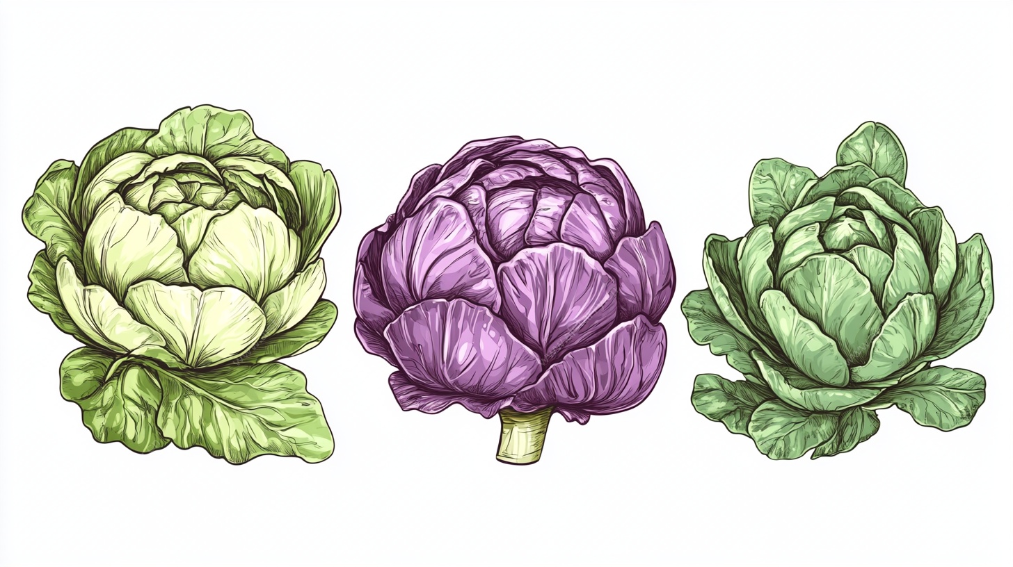 手绘三色洋蓟插画