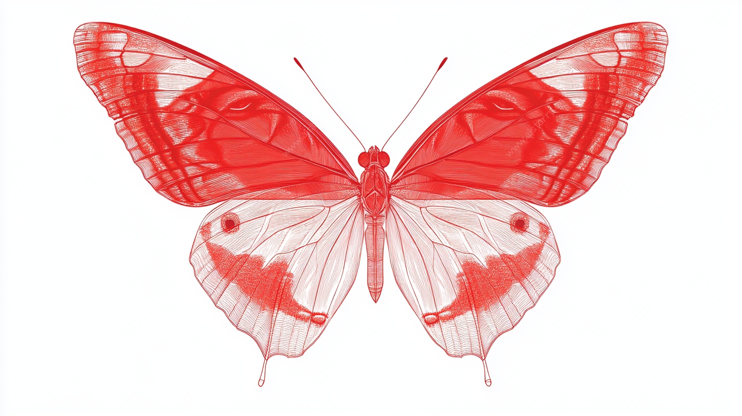 红色梦幻蝴蝶插画