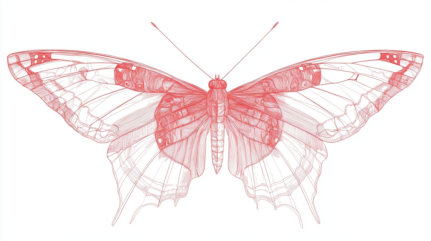 线条勾勒的粉红蝴蝶