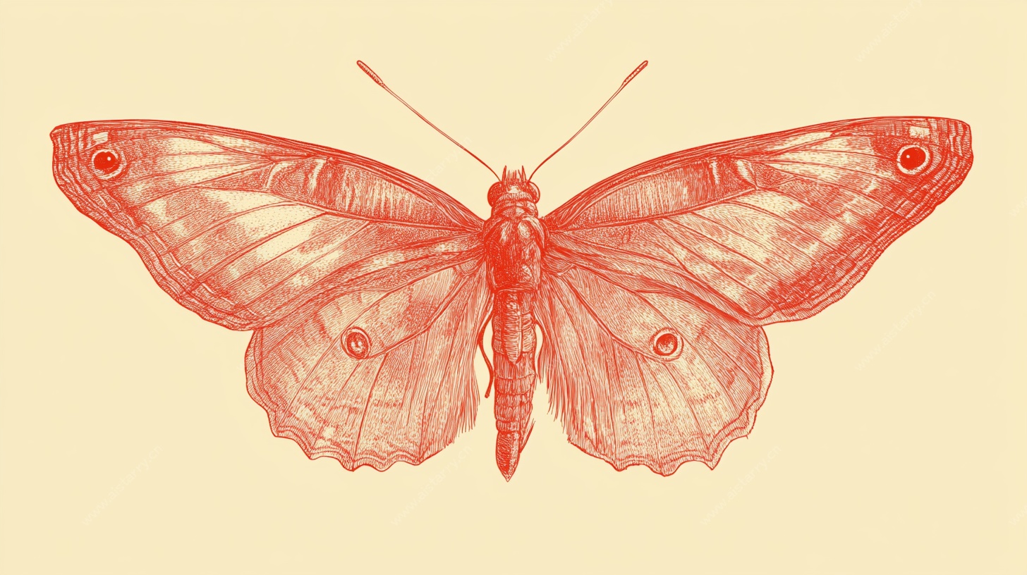 手绘红色蝴蝶插画