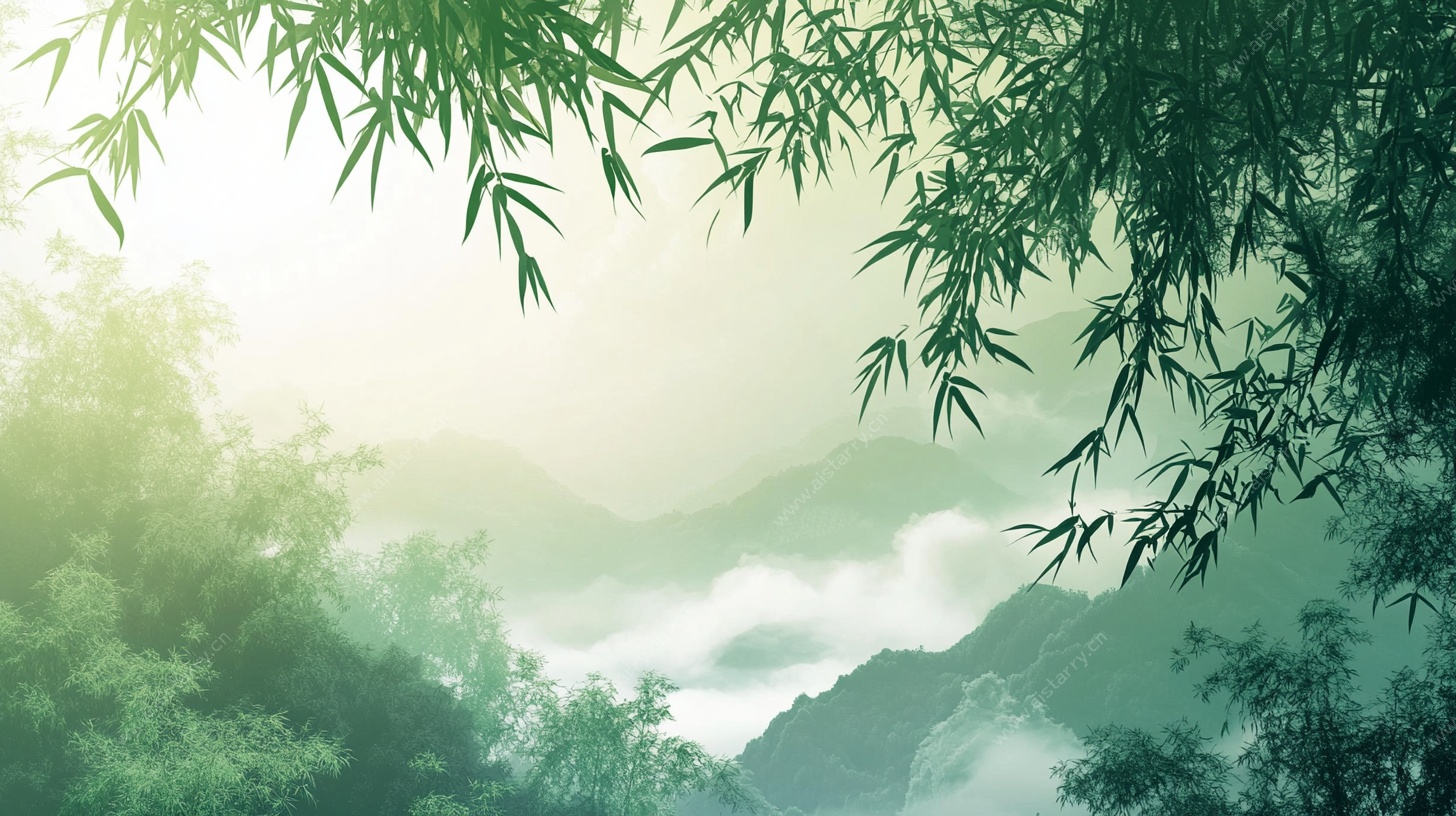 竹林山峦间的清幽景致