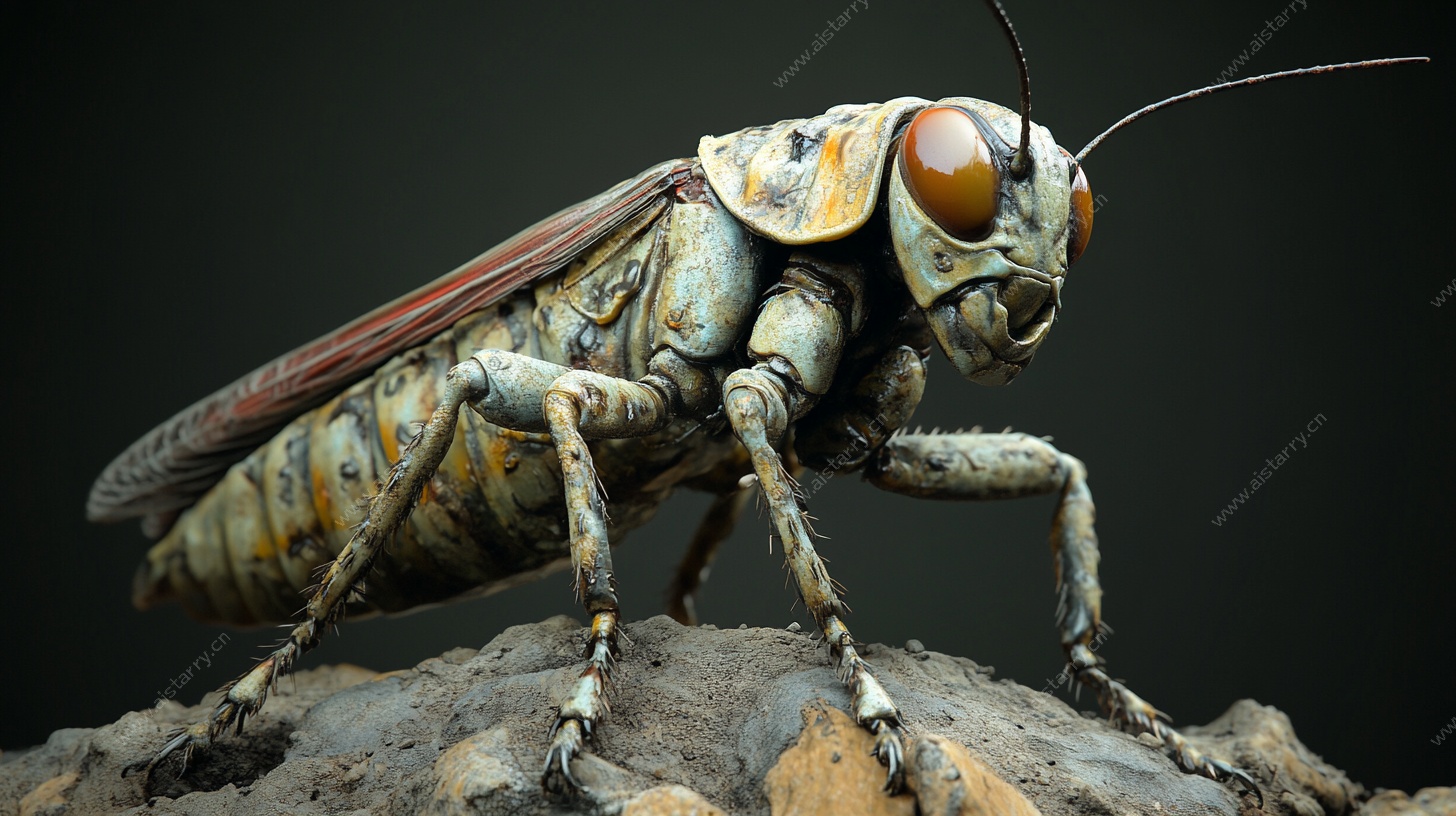 金属质感蚂蚱雕塑