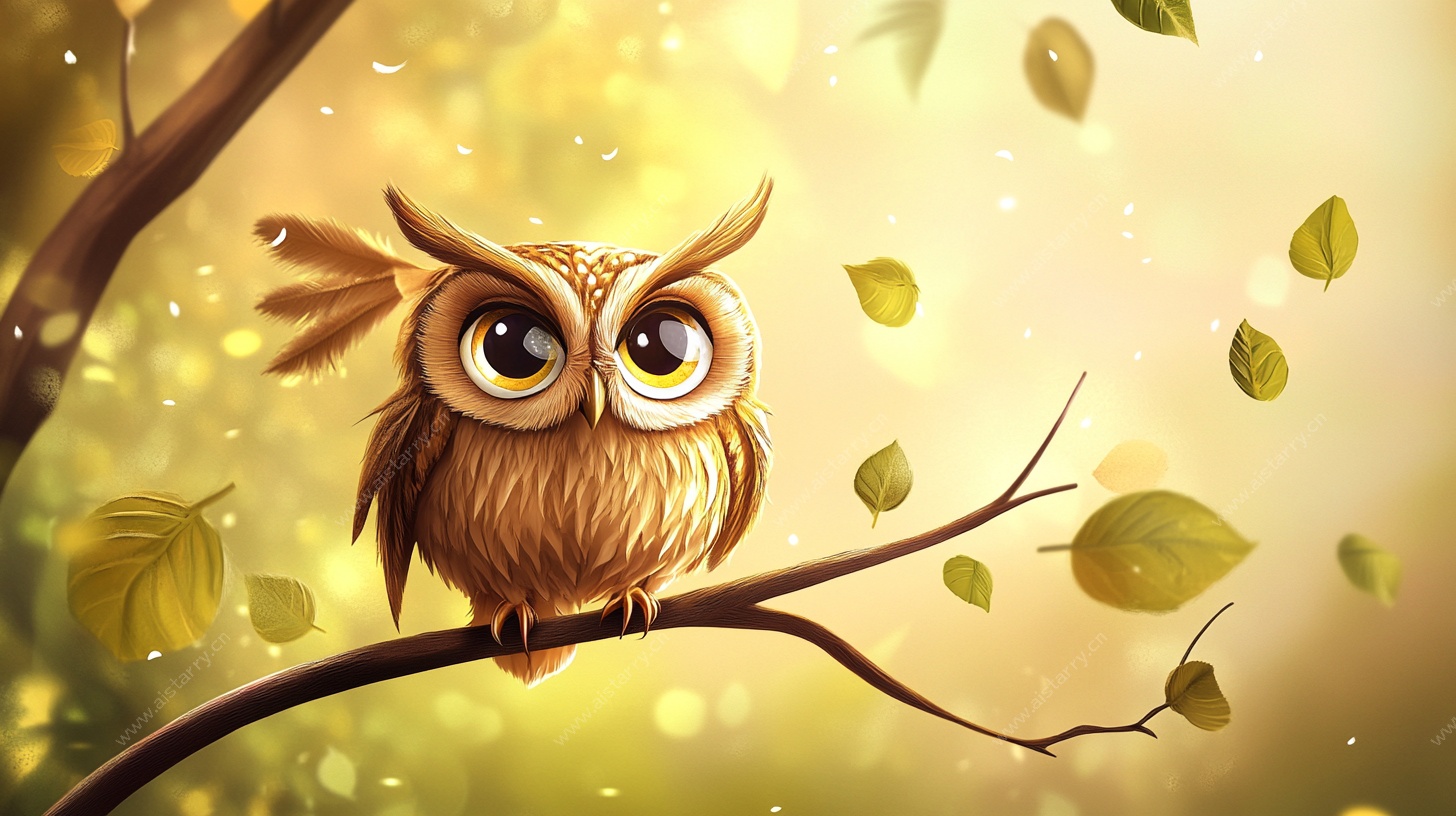 枝头萌趣猫头鹰