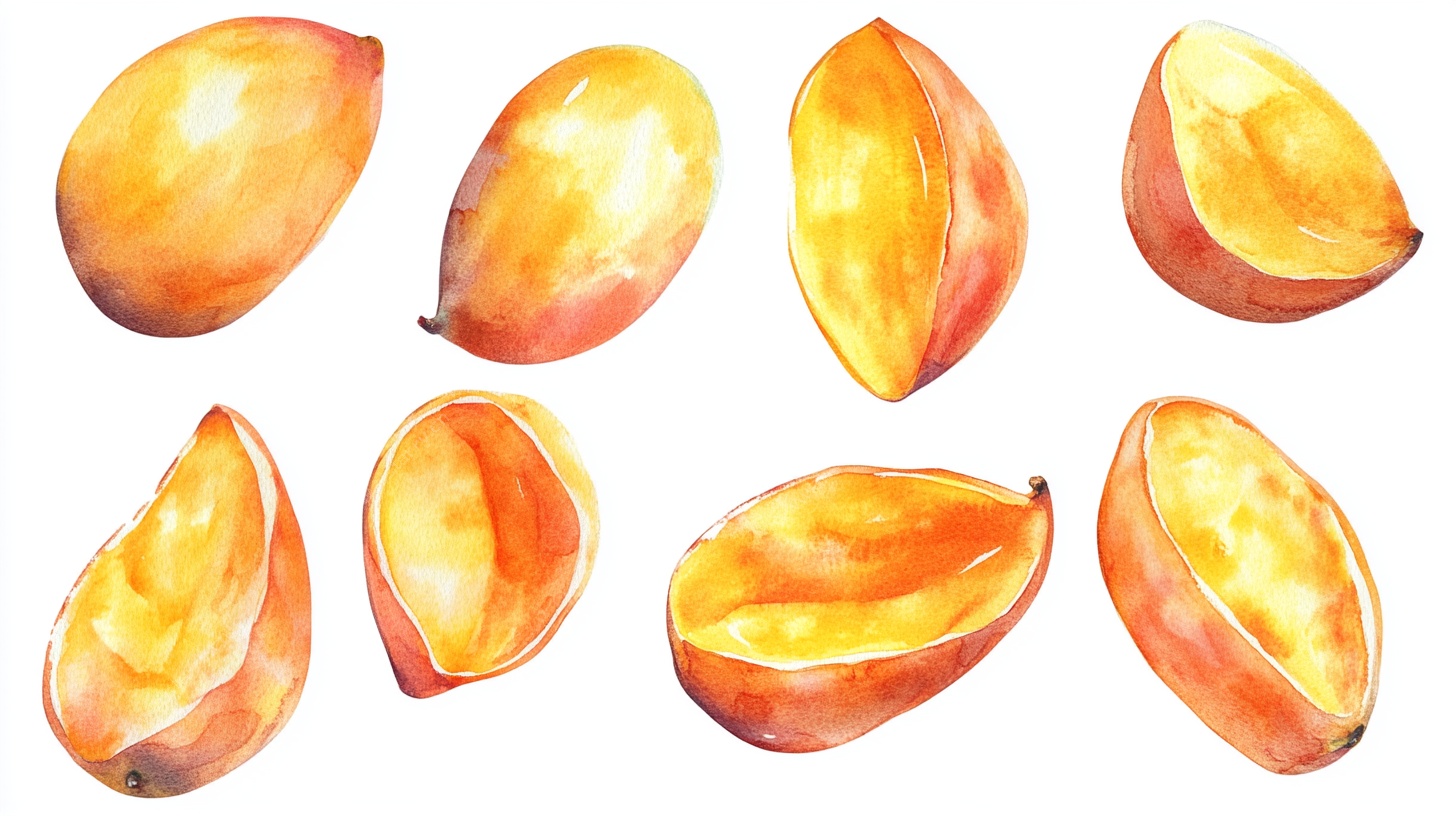 水彩手绘鲜橙切面图