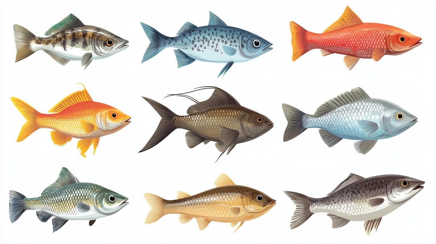 多样鱼类插画集合