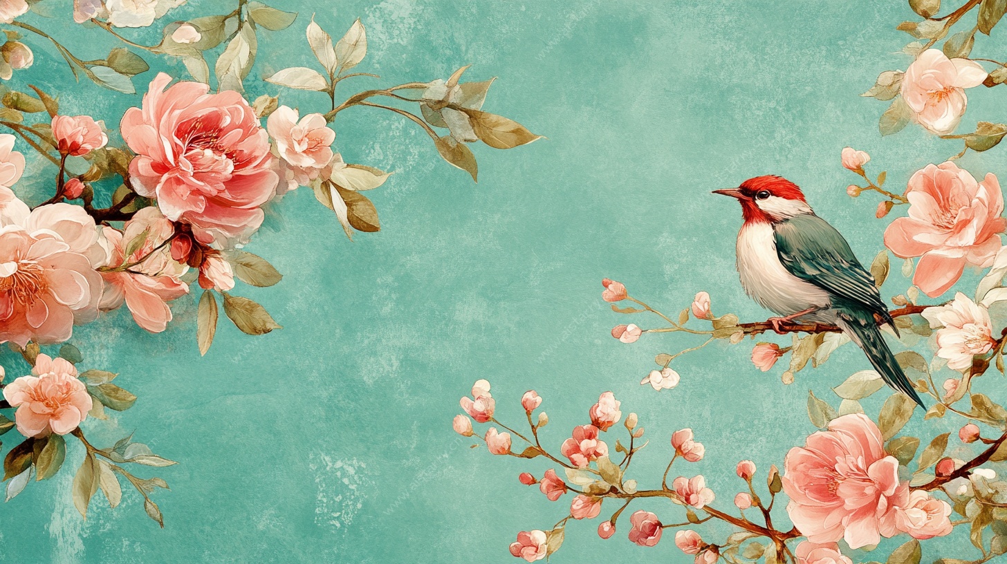 花鸟图 翠羽栖于繁花间