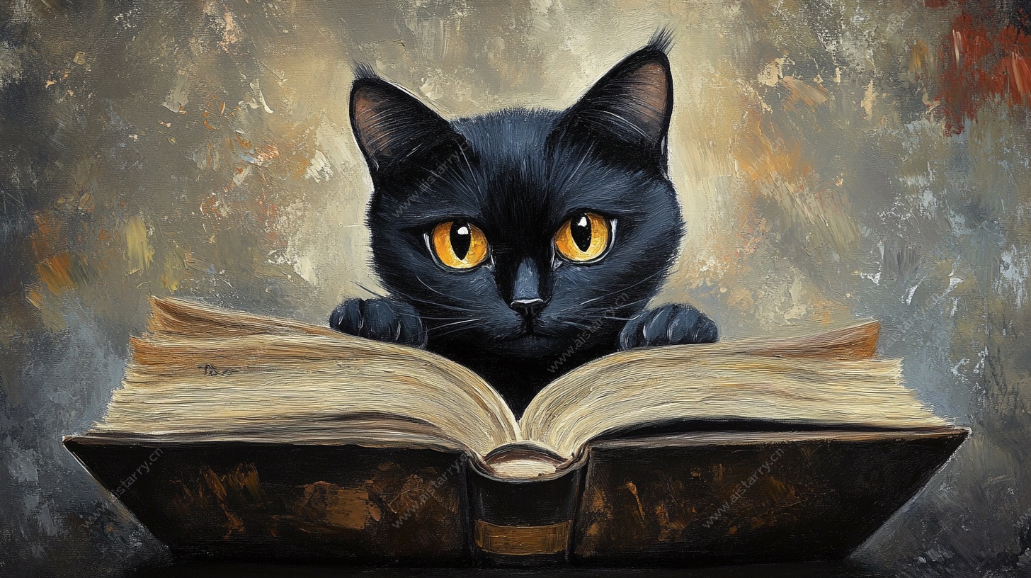 黑猫读书图