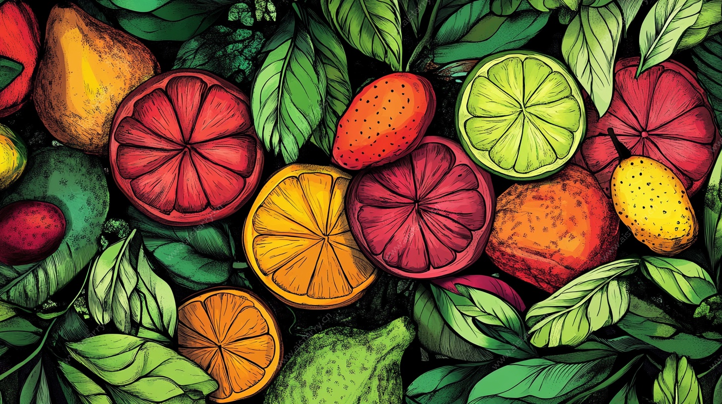 缤纷水果插画