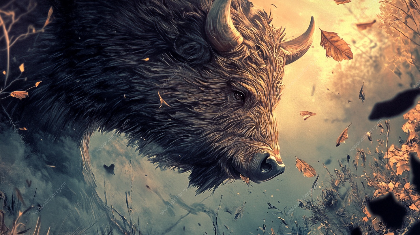 魔幻野猪头艺术插画