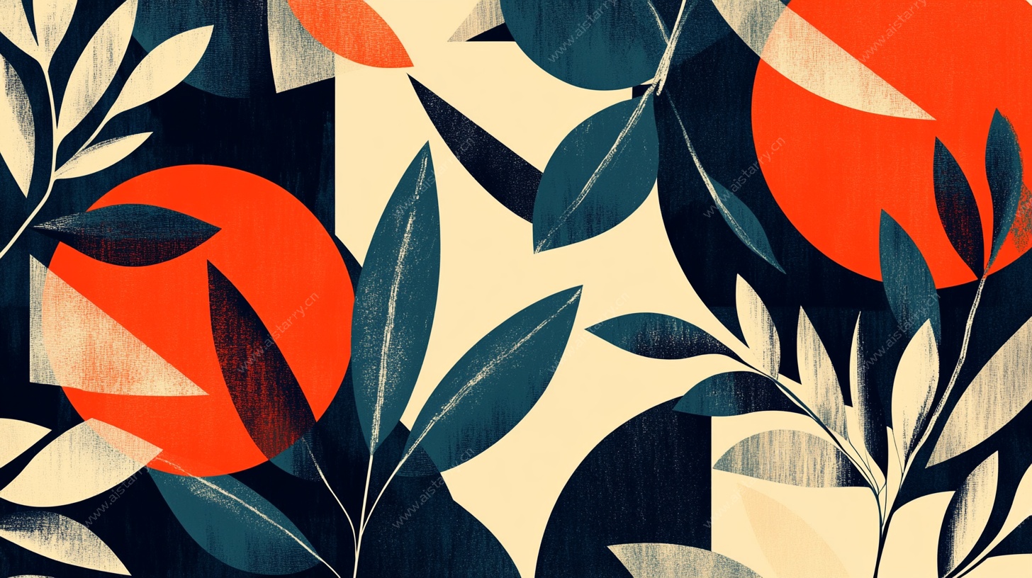 几何植物图案装饰画