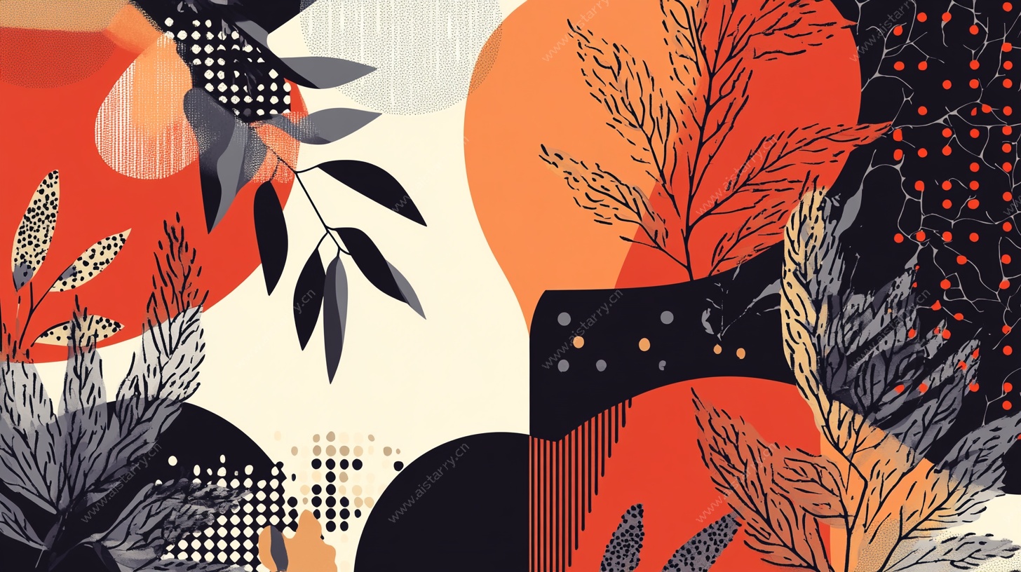 几何植物抽象插画