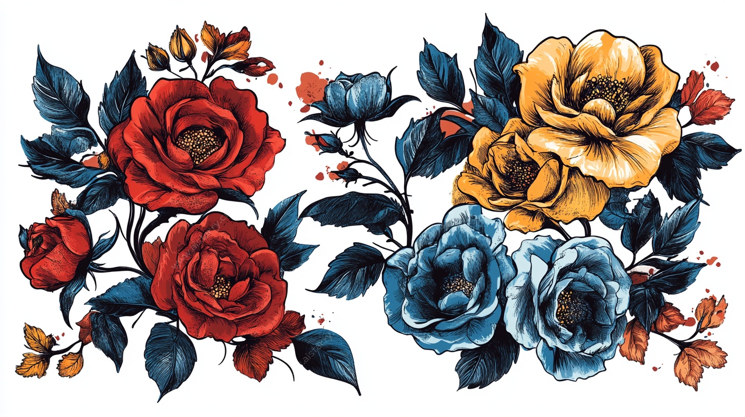 多彩花卉图案装饰画