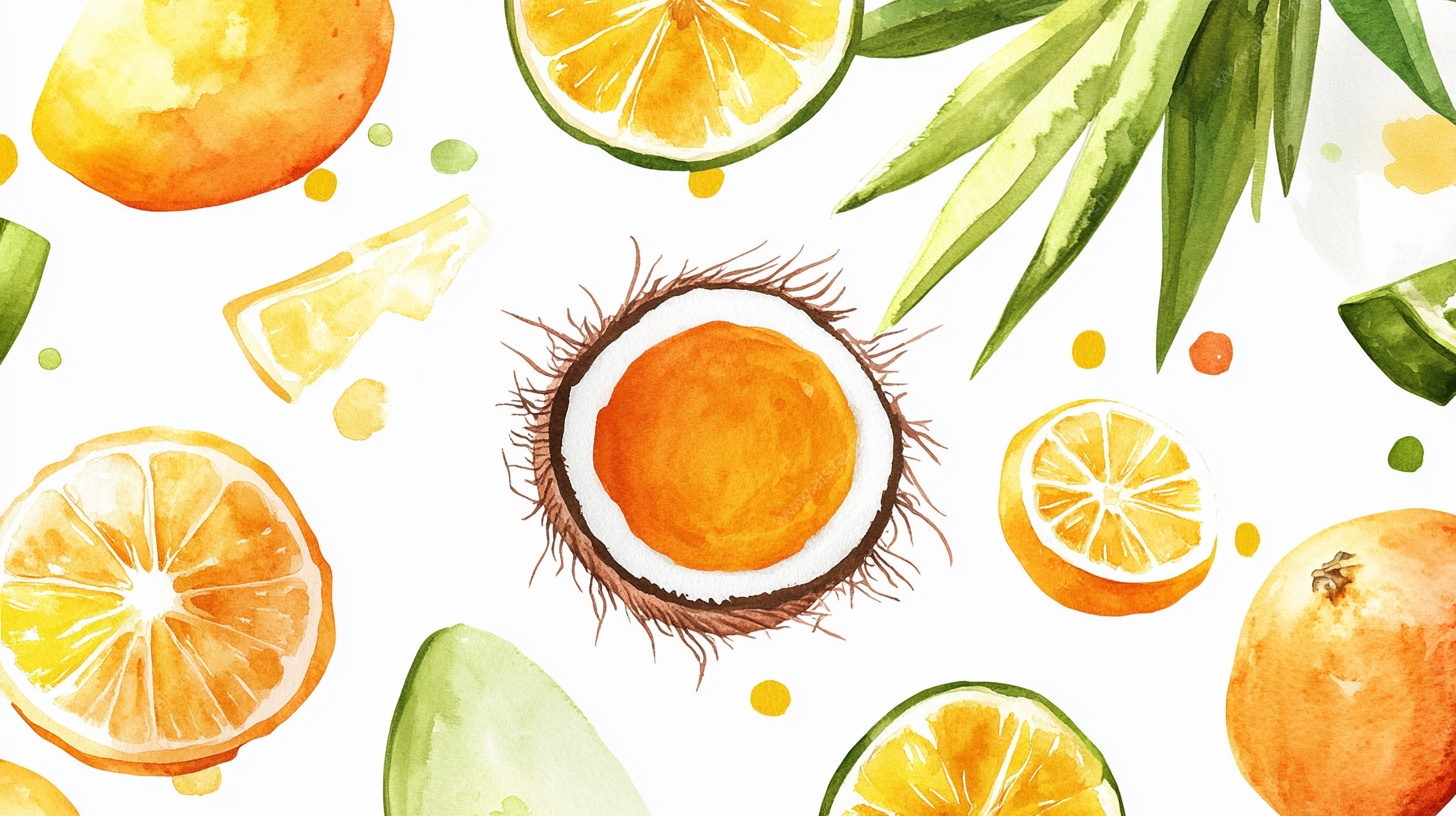 水彩风热带水果插画