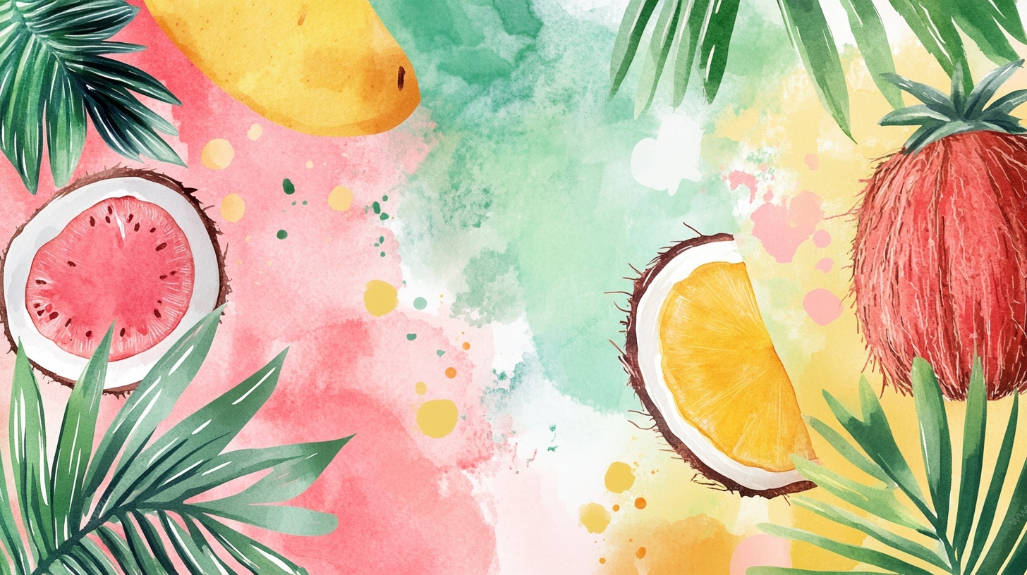 夏日缤纷水果水彩插画