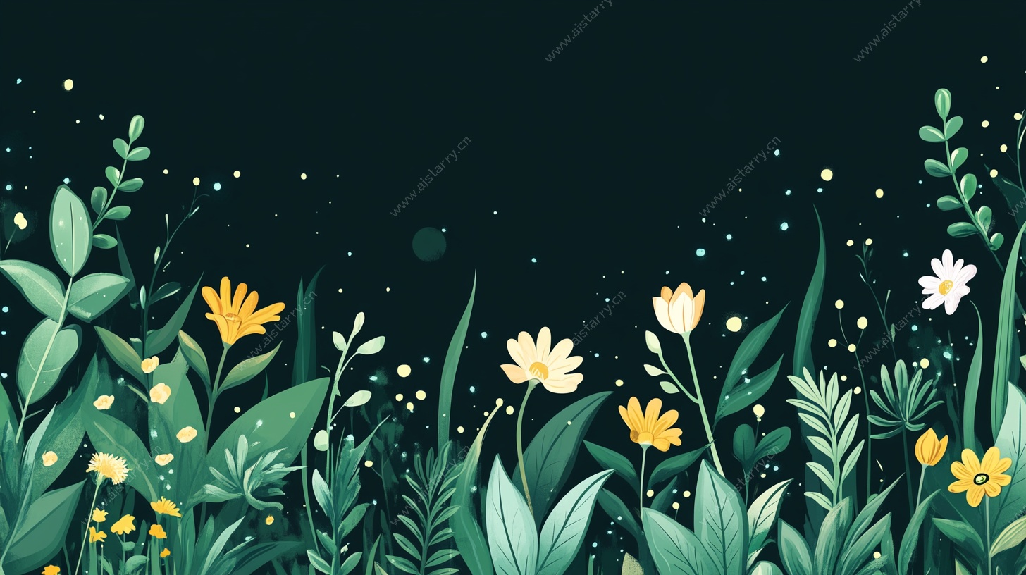 清新花卉绿植边框插画