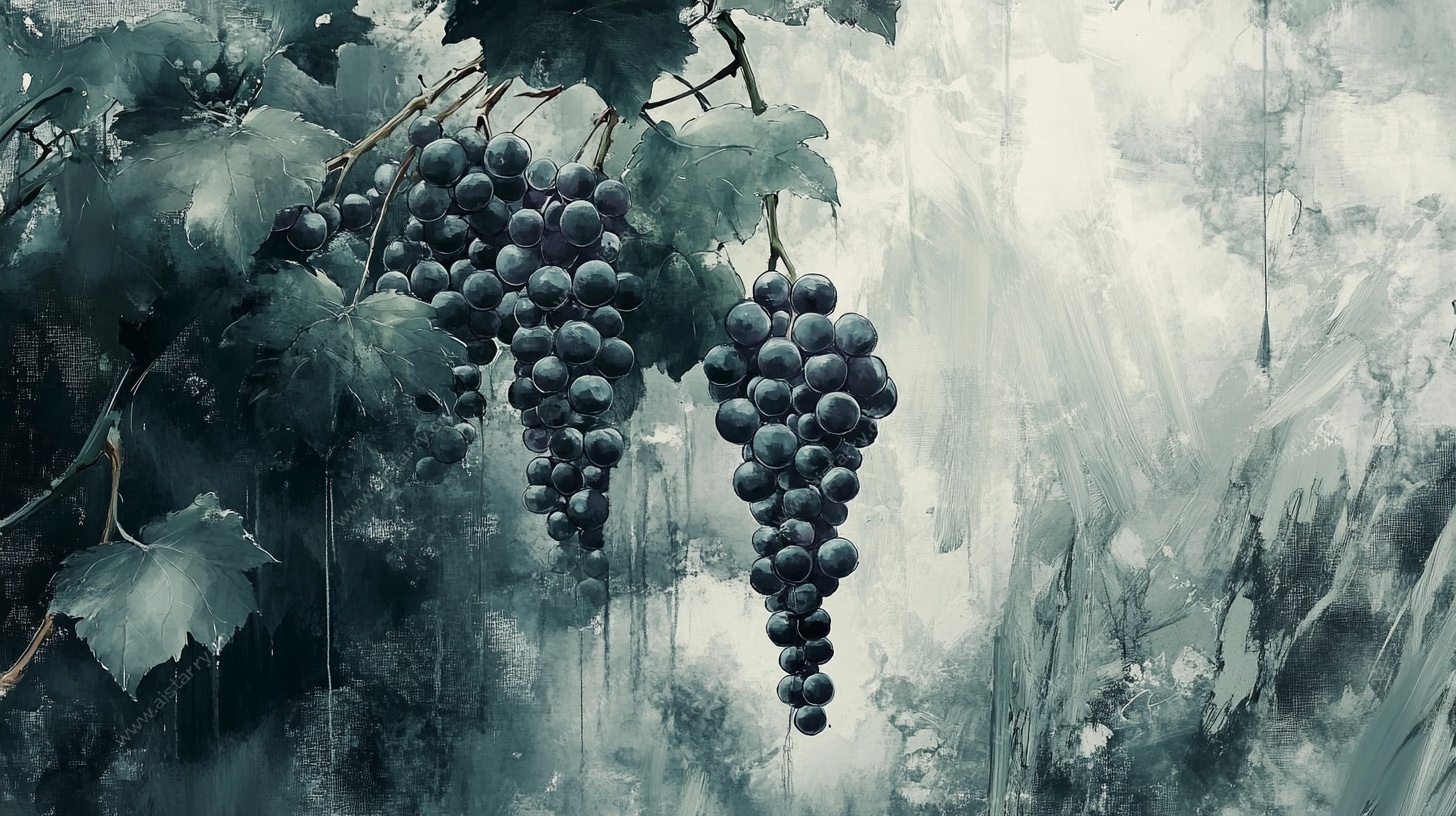 水墨风葡萄藤艺术图景