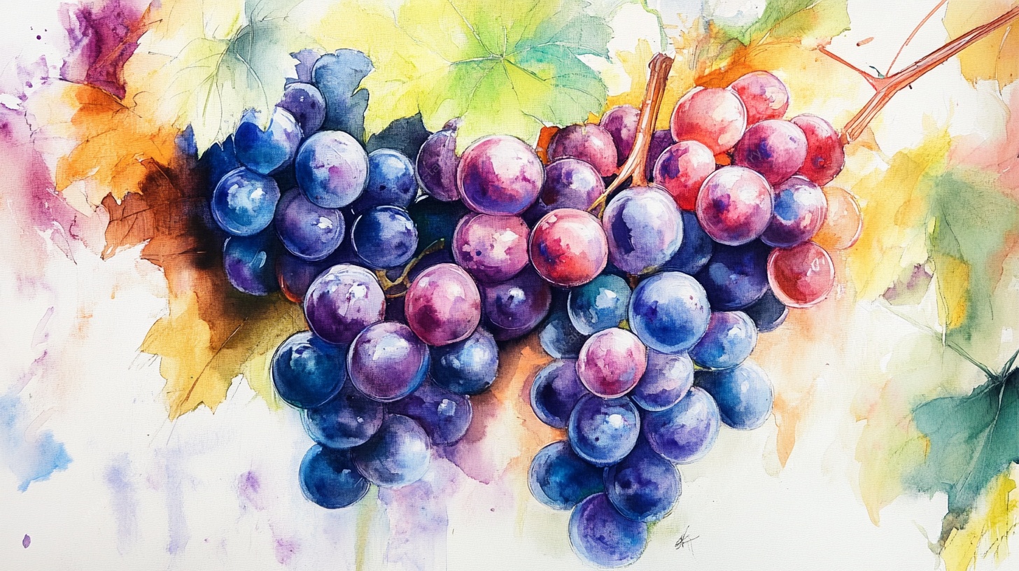 水彩绘葡萄