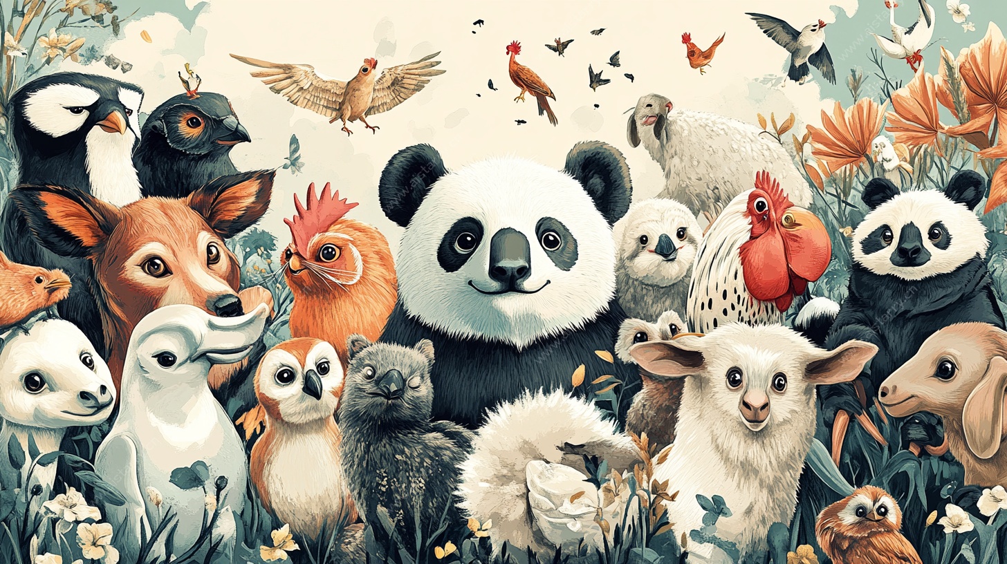 动物大集合的欢乐场景