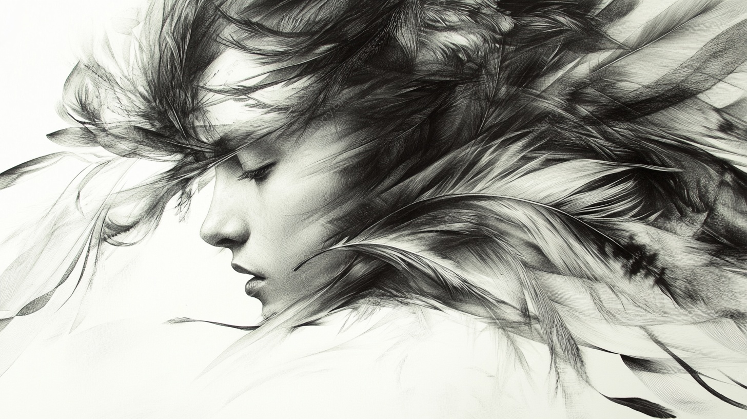 飘逸发丝下的优雅侧影