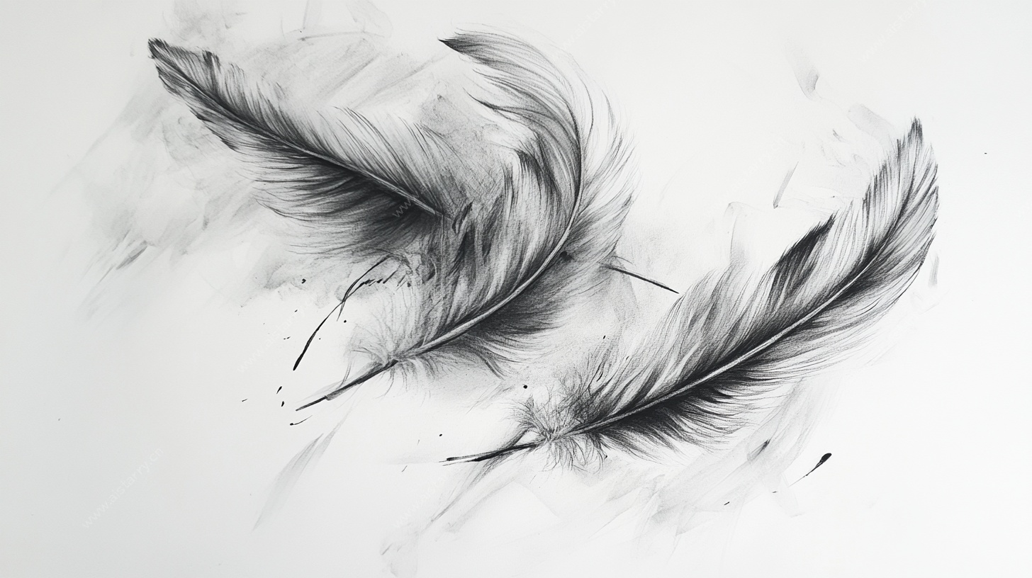 飘逸羽毛艺术插画