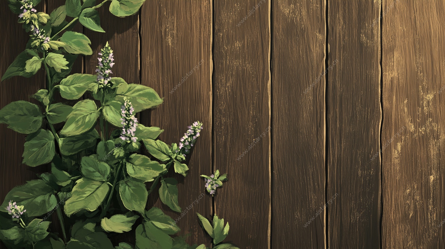 木质背景上的清新绿植