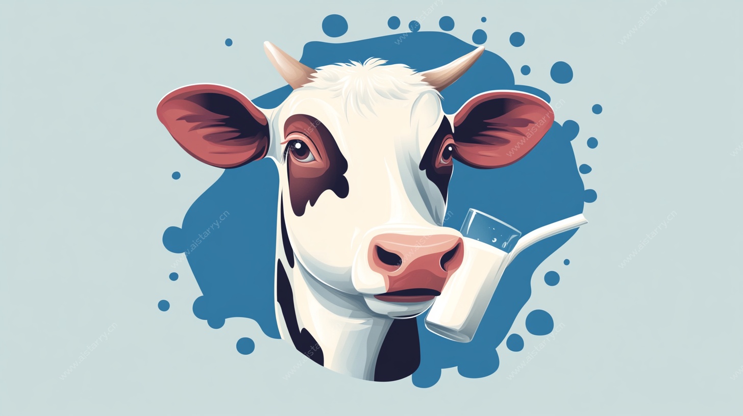 奶牛与牛奶的清新插画