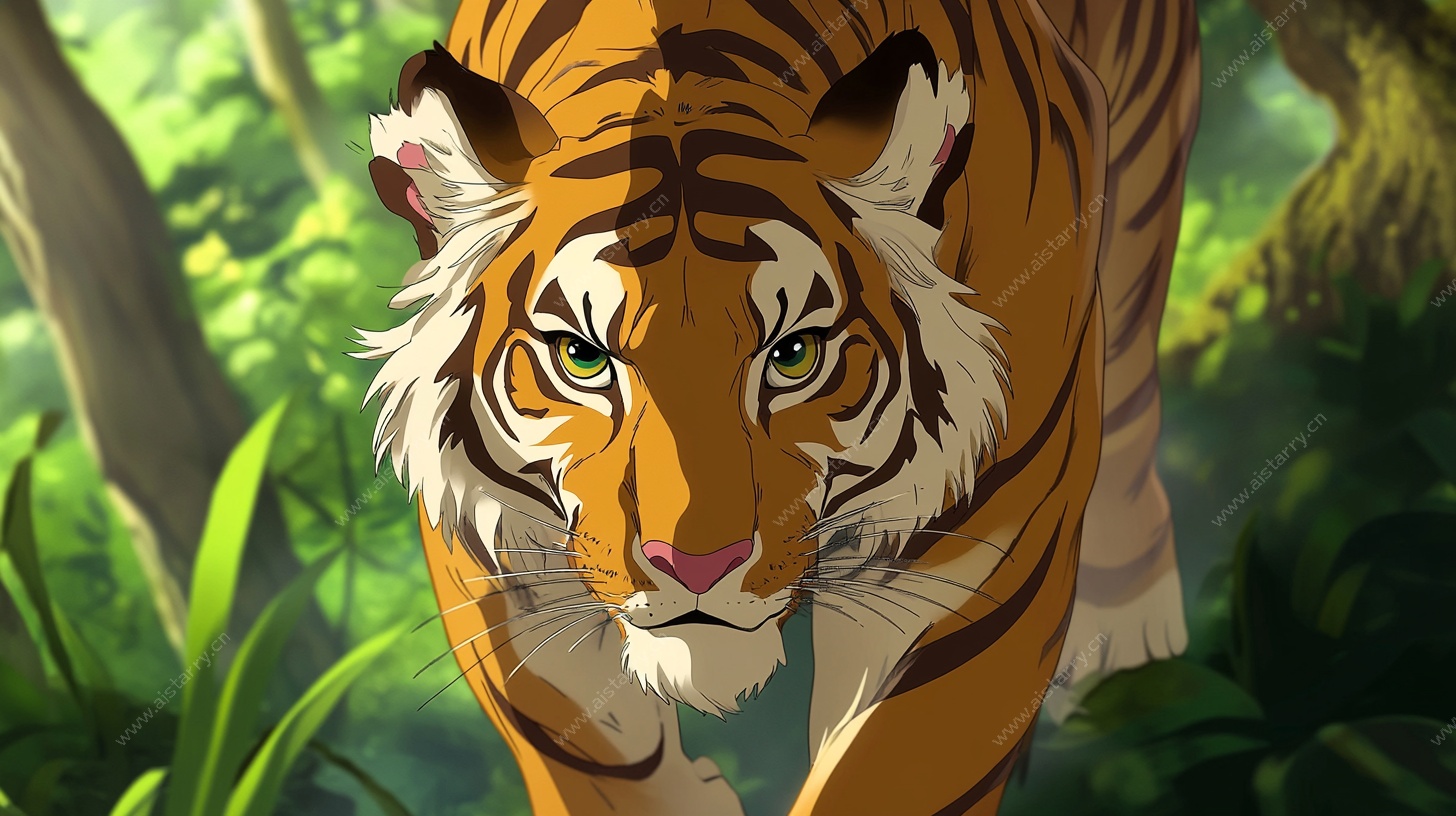 森林中的虎视眈眈的老虎