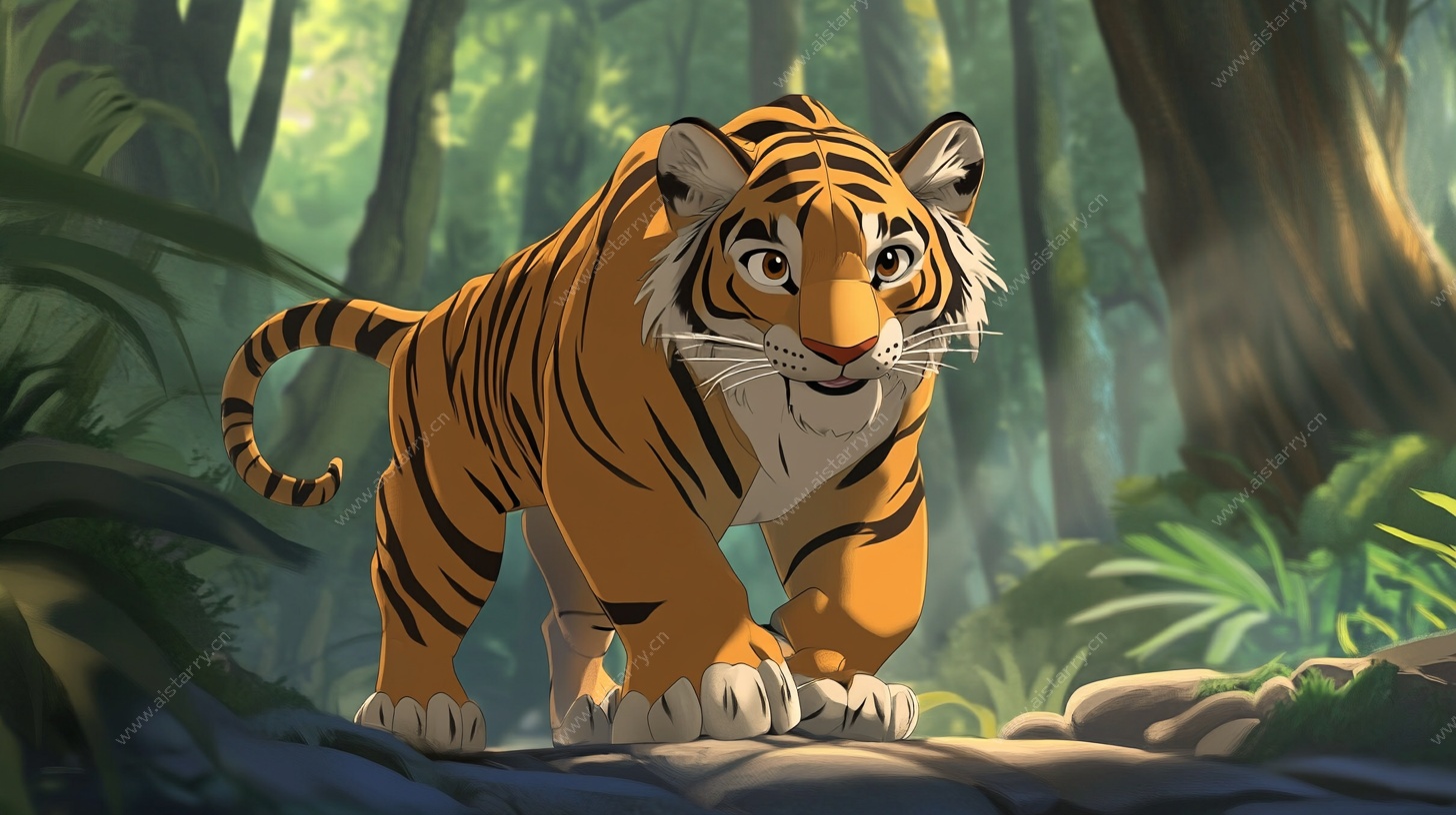 森林中的老虎动画形象