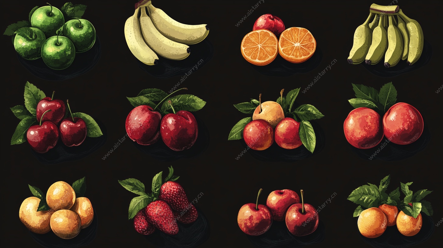多彩水果集合插画