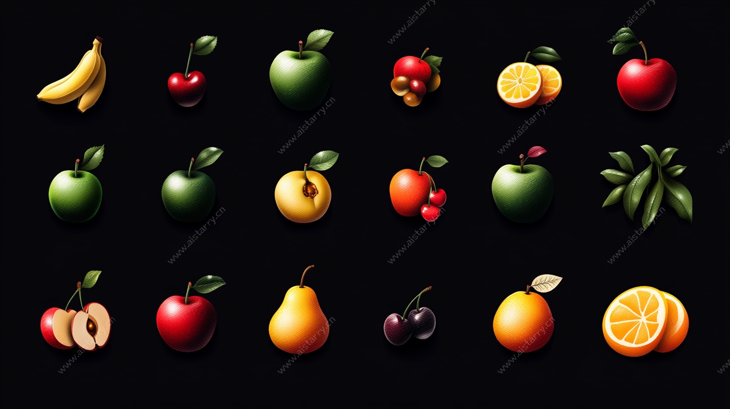 多样水果3D图标集合