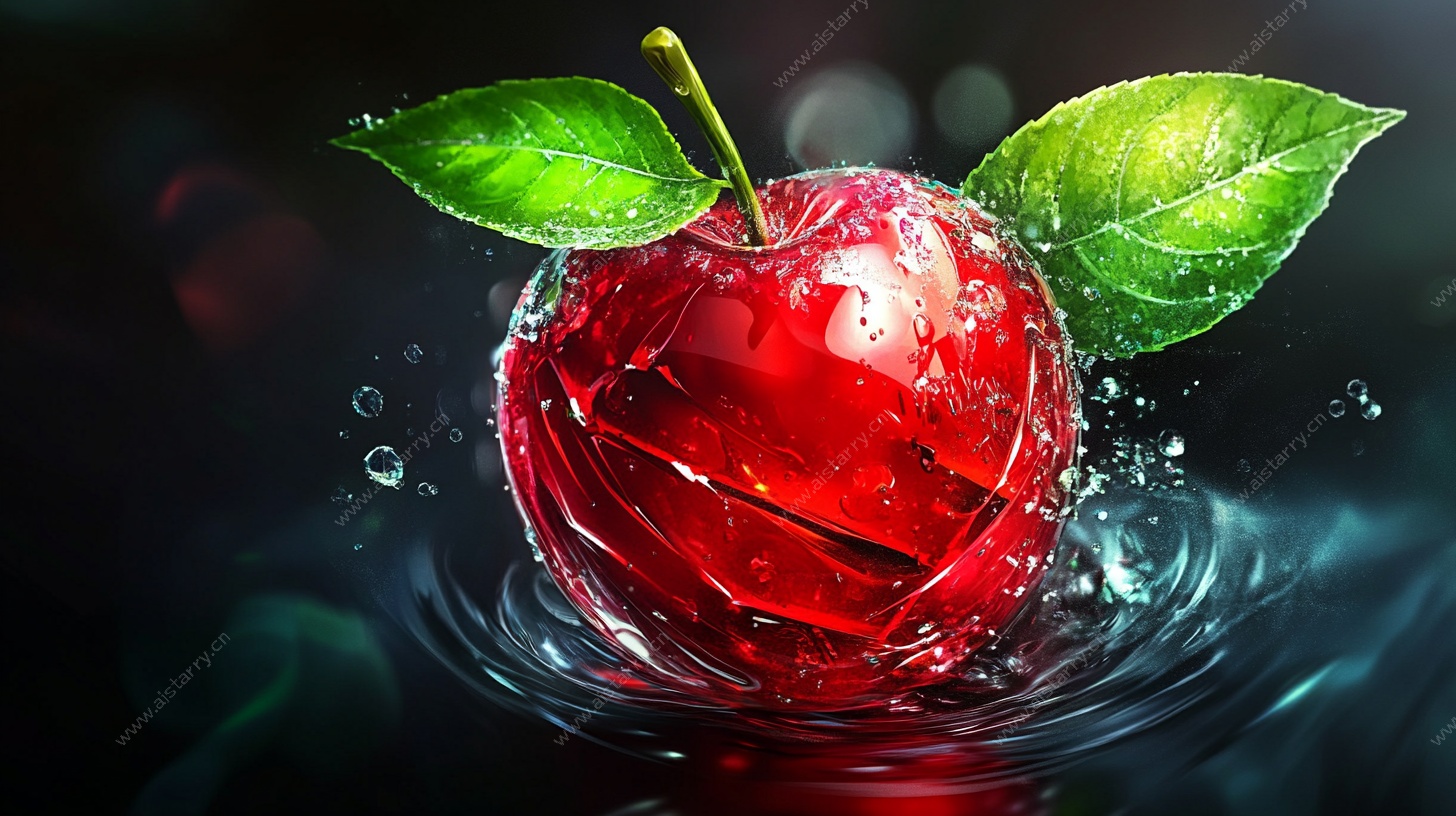 红苹果入水瞬间艺术图