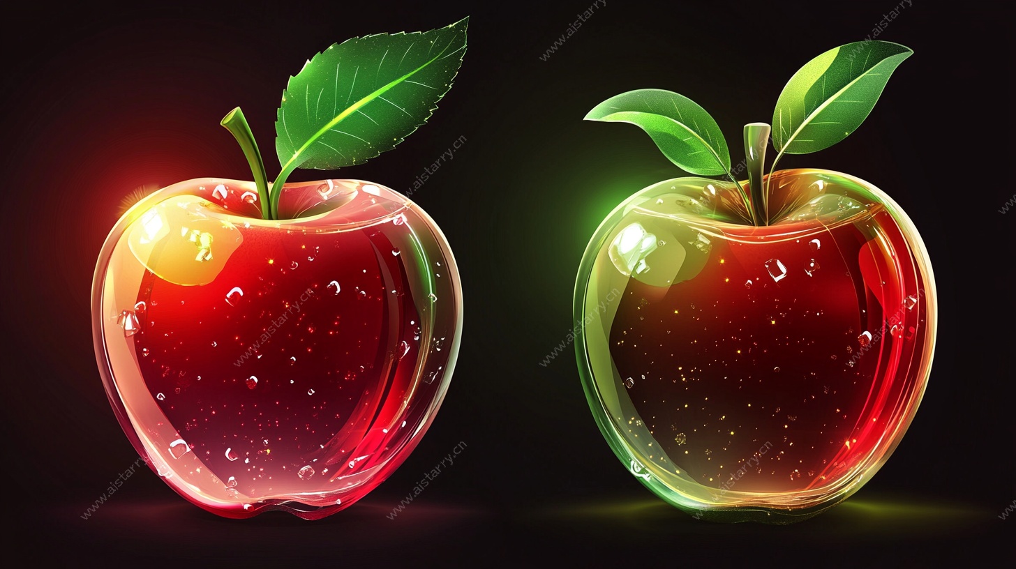 炫彩透明苹果双生图