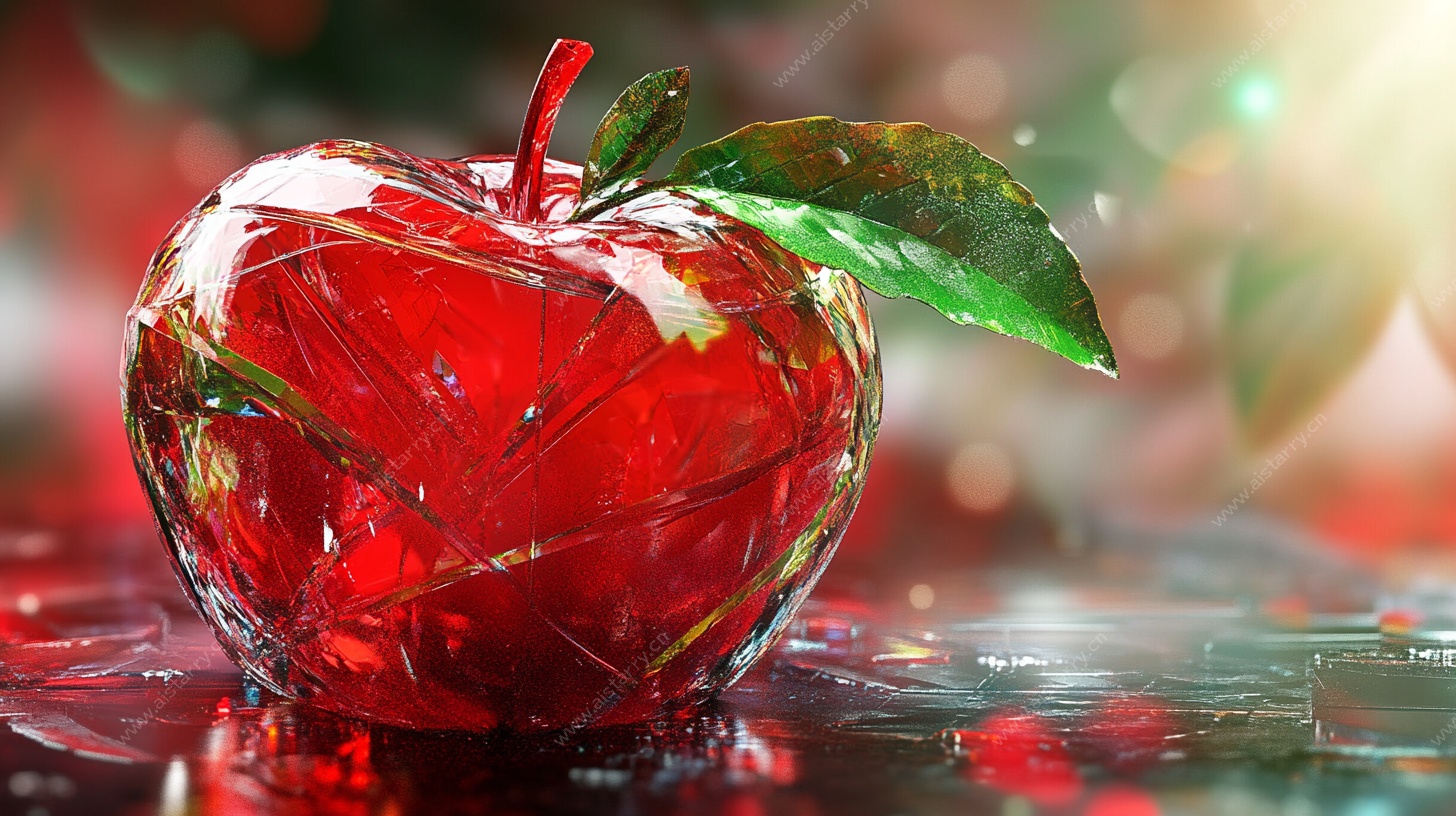 晶莹剔透玻璃苹果摆件