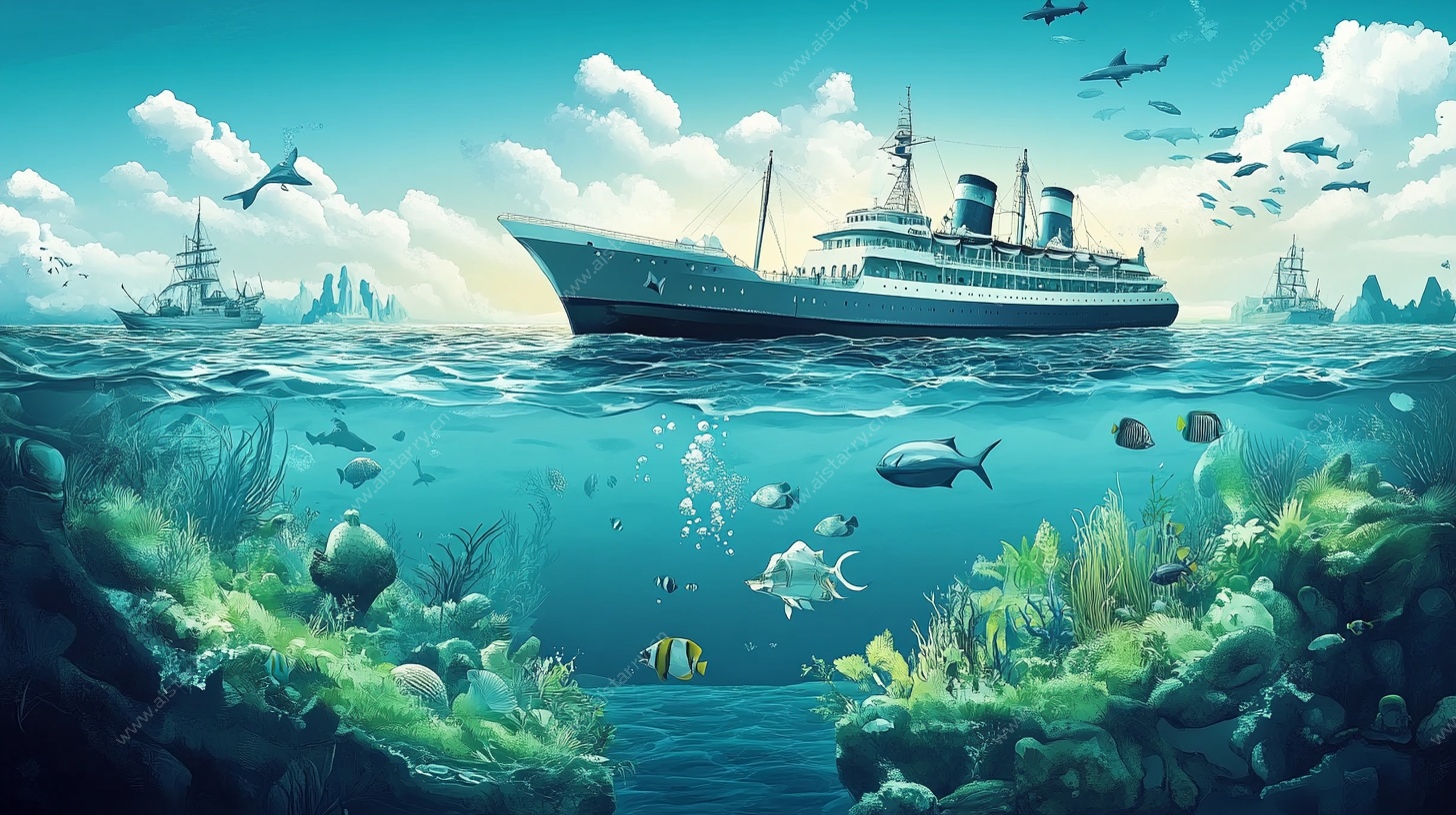 海上游轮与海底奇幻世界
