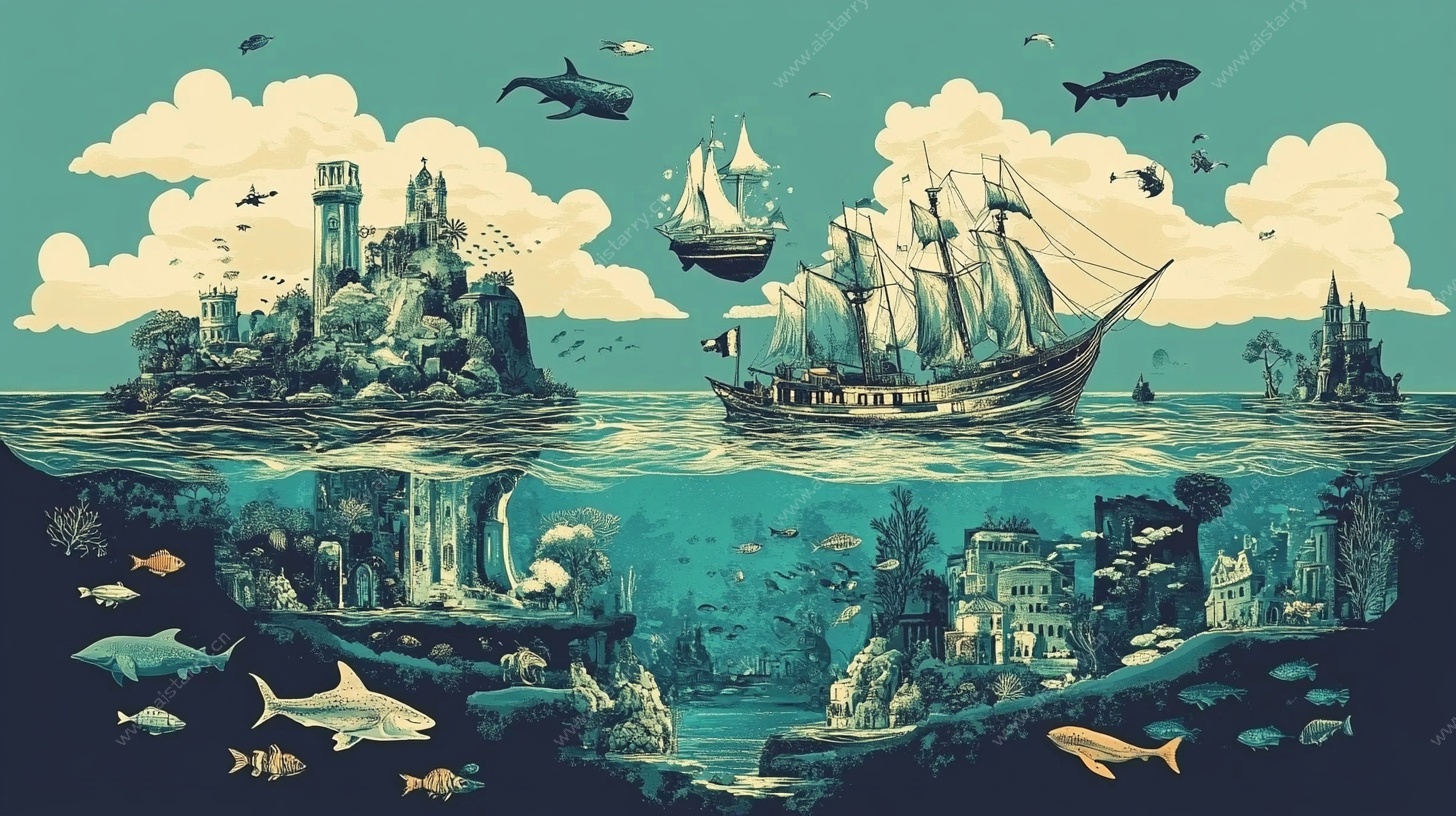 奇幻海洋中的梦幻冒险场景