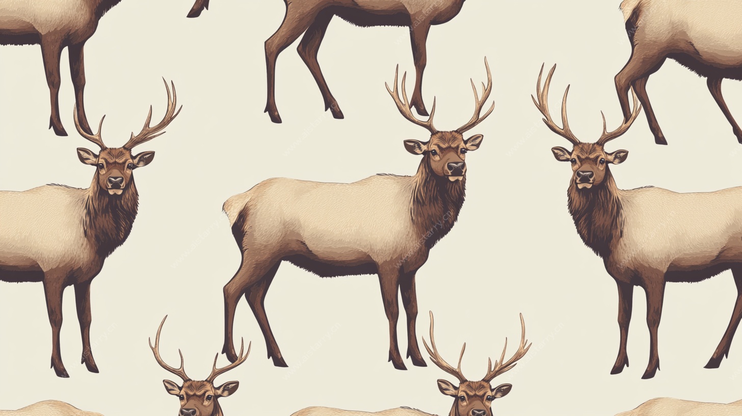 麋鹿图案无缝背景图